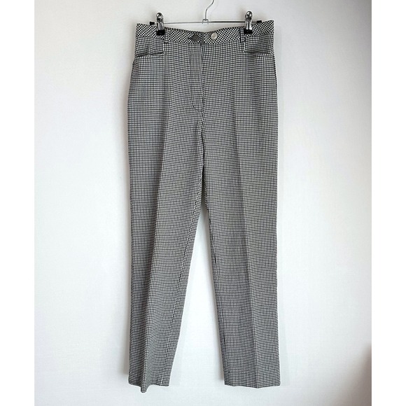 Emanuel Ungaro Liberte Gingham Checkered Pants Trousers Black White 6 - Picture 1 of 12
